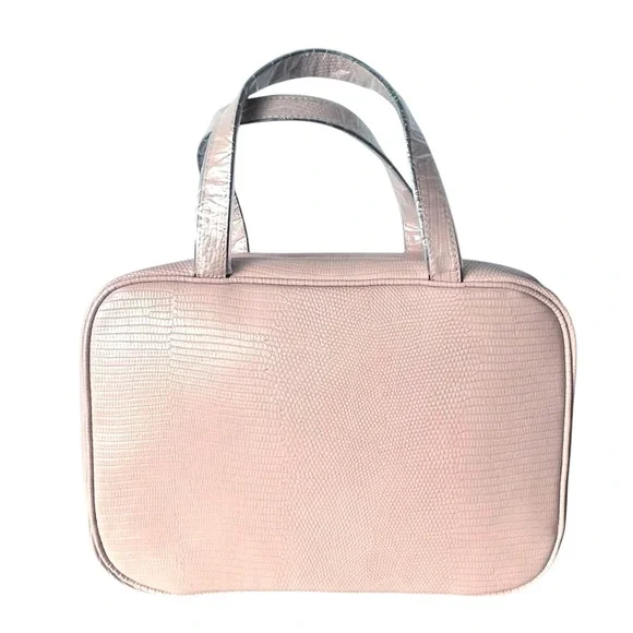 Victoria’s Secret Blush Pink Makeup Toiletries Bag Embossed Lizard Textured NEW - Picture 9 of 10